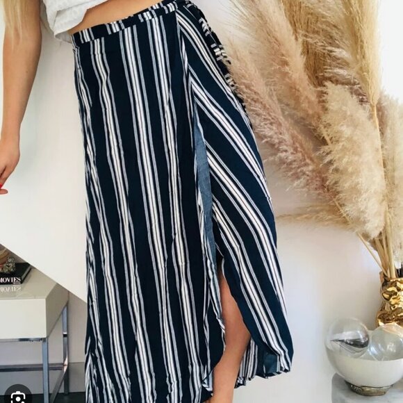 Show Me Your MuMu Dresses & Skirts - Show Me Your Mumu Women's Size XS Blue/White Stripe Siren Wrap Maxi Skirt